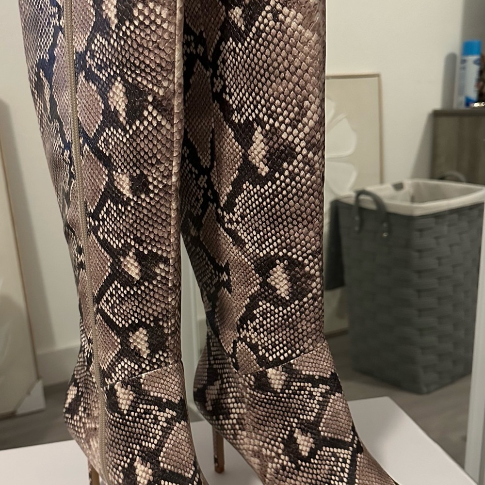 Aldo Snakeskin Heeled Boots - Black and Brown